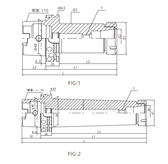HSK63A-ER25-125 technical drawing