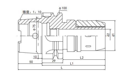 HSK100A-C32-200 technical drawing